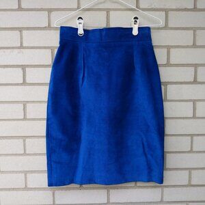 Vintage 80s Blue Suede Skirt Size 10 28" Waist Danier Leather Made in Canada